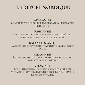 Gamme de soins NORDIQUE Selv Rituel, savon à main et huile botanique eucalyptus et lavande